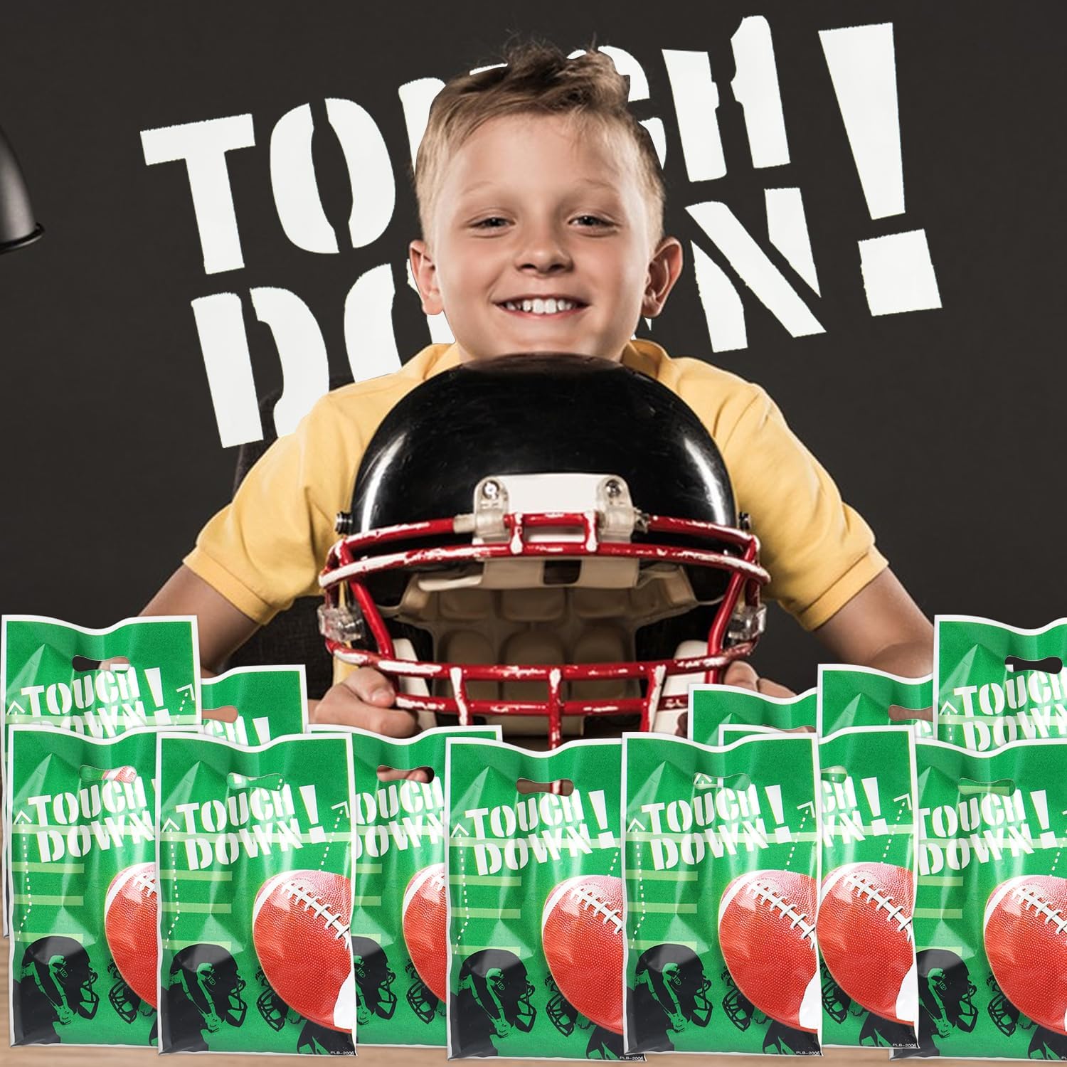 SUNAI 30 PCS Football Party Favors Goodie Bags - 6.5 * 9.8 Inch Snack Treat Bag for Football Themed Birthday Party Supplies, Events Celebrations, Green - Image 2