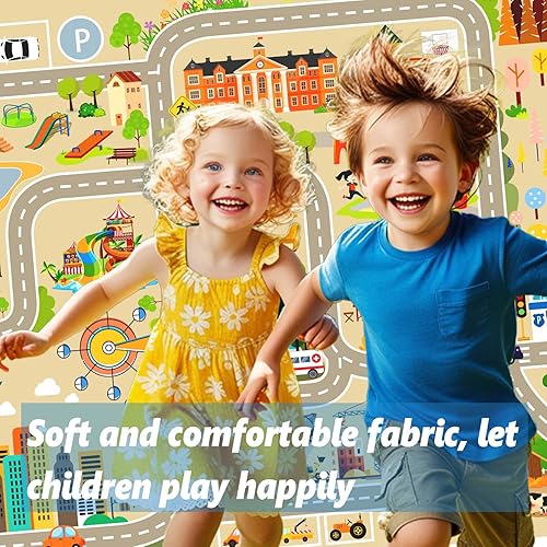 Miniatura 6 de Alfombra de juego para niños, alfombra de coche para jugar a autos, juguetes, mapa de tráfico de la ciudad, alfombra de sala de juegos para niños,