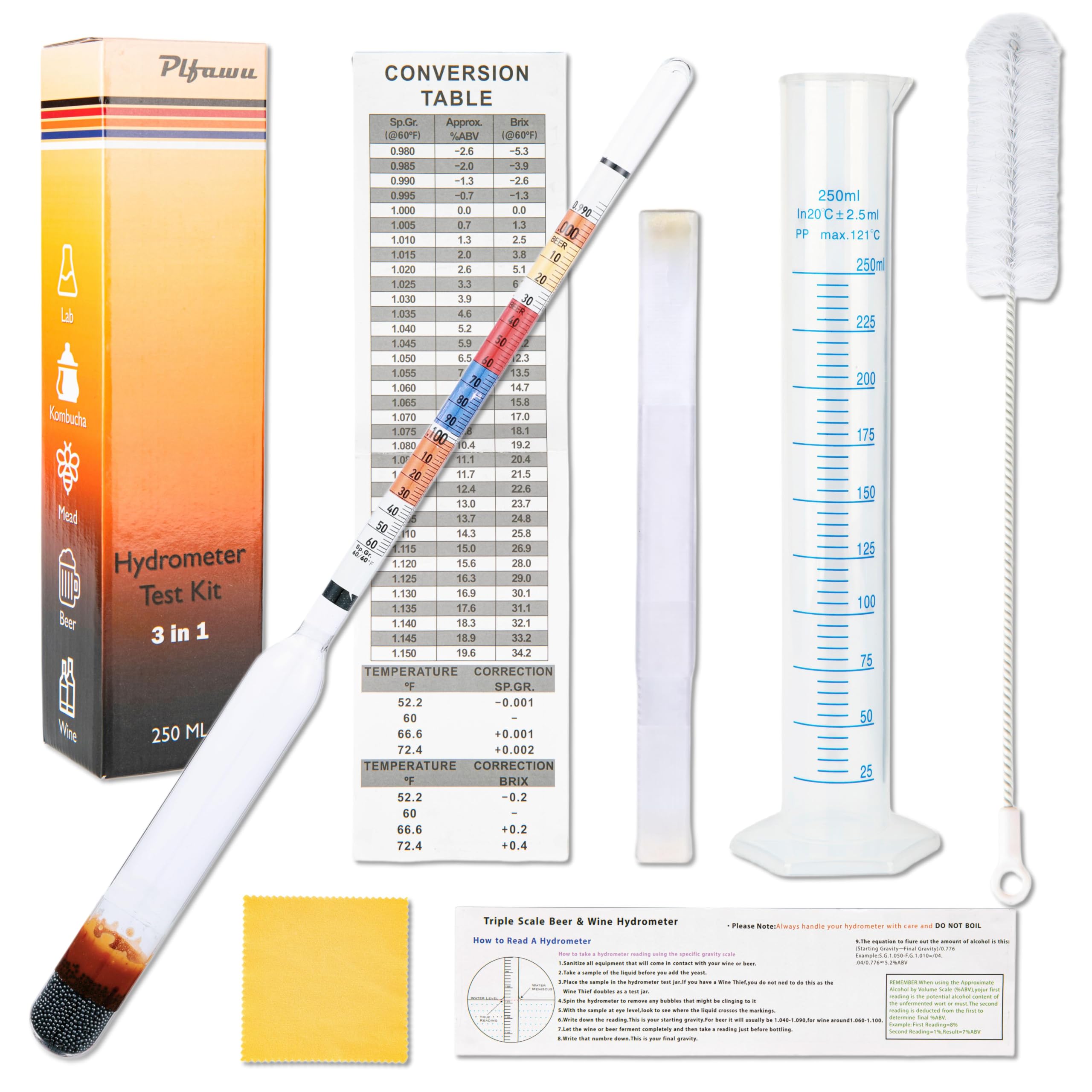 Lab Hydrometer Kit - ABV, Brix & SG Tester -1