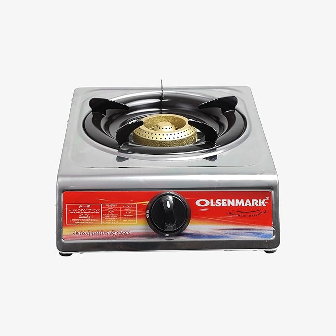 Olsenmark Stainless Steelthree Burner With Auto Ignition Indian Brass