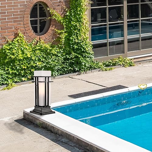 Miniatura 7 de Antique House Luz de poste al aire libre negro mate para montaje en muelle al aire libre, poste de luz al aire libre para exterior de aluminio y