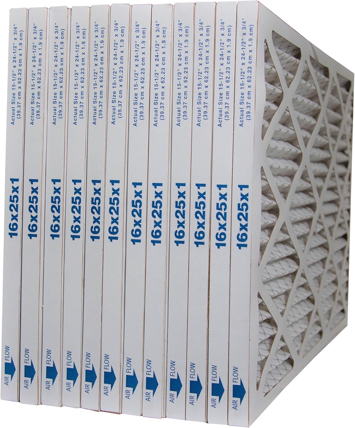 Furnace Filter 16x25x1 MERV 10 Pleated Air Filter. Case of 12 Made in Canada by FurnaceFilters