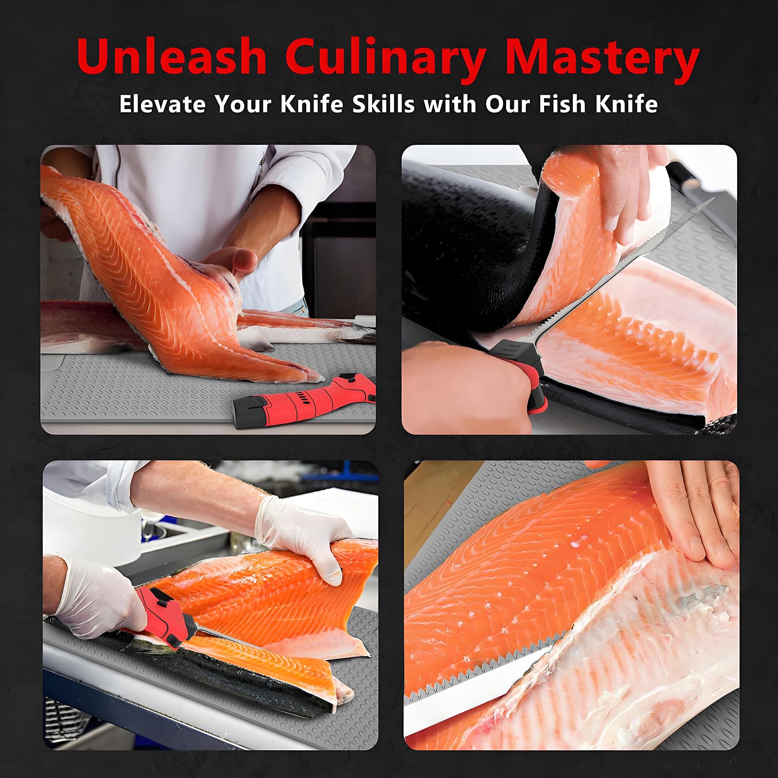 Cuchillo De Filete Eléctrico para Pescado, Cuchillo De Fileteado De Pescado Inalámbrico con 4 Cuchillos De Filete Recíprocos Antiadherentes De Nitruro De Titanio SS