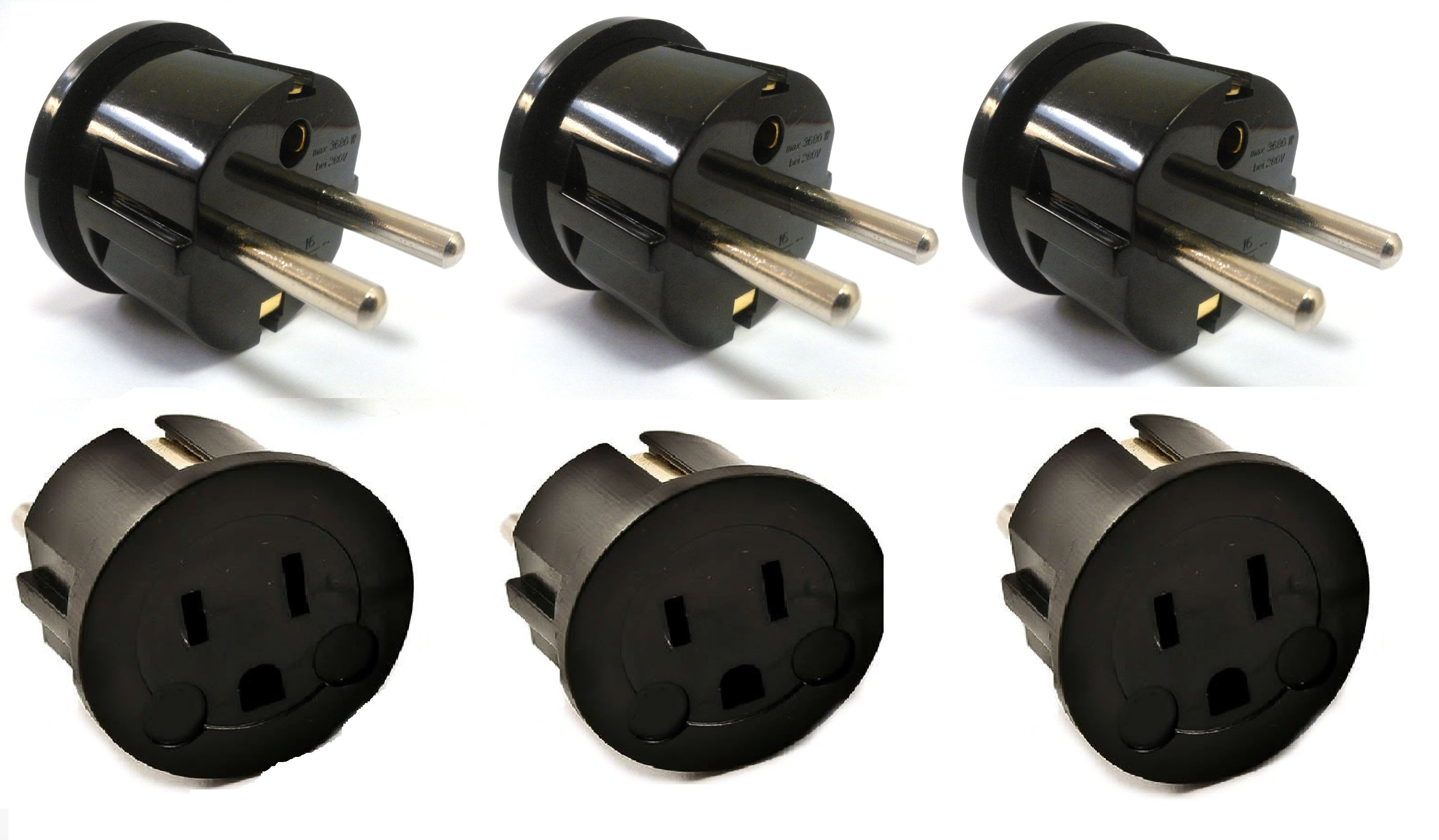 Ckitze USA to Europe Germany, France Plug Adapter – 6 Pack - Type E/F Schuko Grounded American to European Plug Adapter - CE Certified for Mobile Cell Phone, Laptop, Tablet Chargers and More