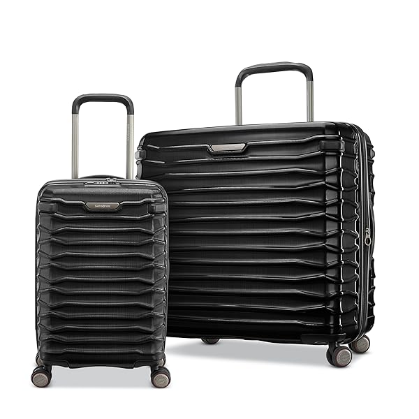 Samsonite Stryde 2 Hardside Expandable with Double Spinner Wheels, 2PC SET (22X14X9/LG), Stealth Black