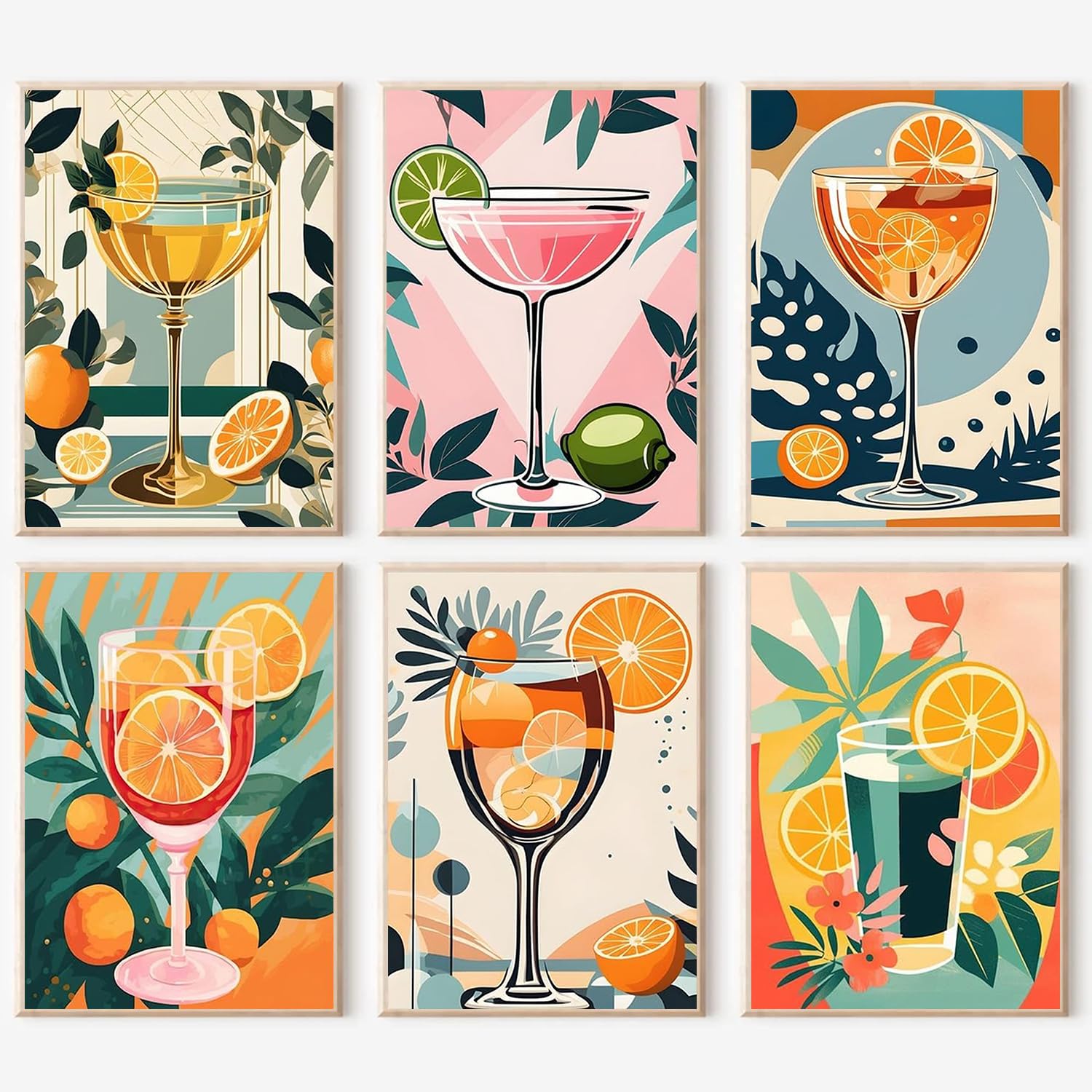 JATOK Malen-nach-Zahlen-Sets für Erwachsene, Malsets für Anfänger auf Leinwand, einfaches DIY-Acryl-Pigment-Zeichnen, Gemälde für Zuhause, Wanddekoration, Tasse, 20 x 30 cm (ohne Rahmen), 6 Stück