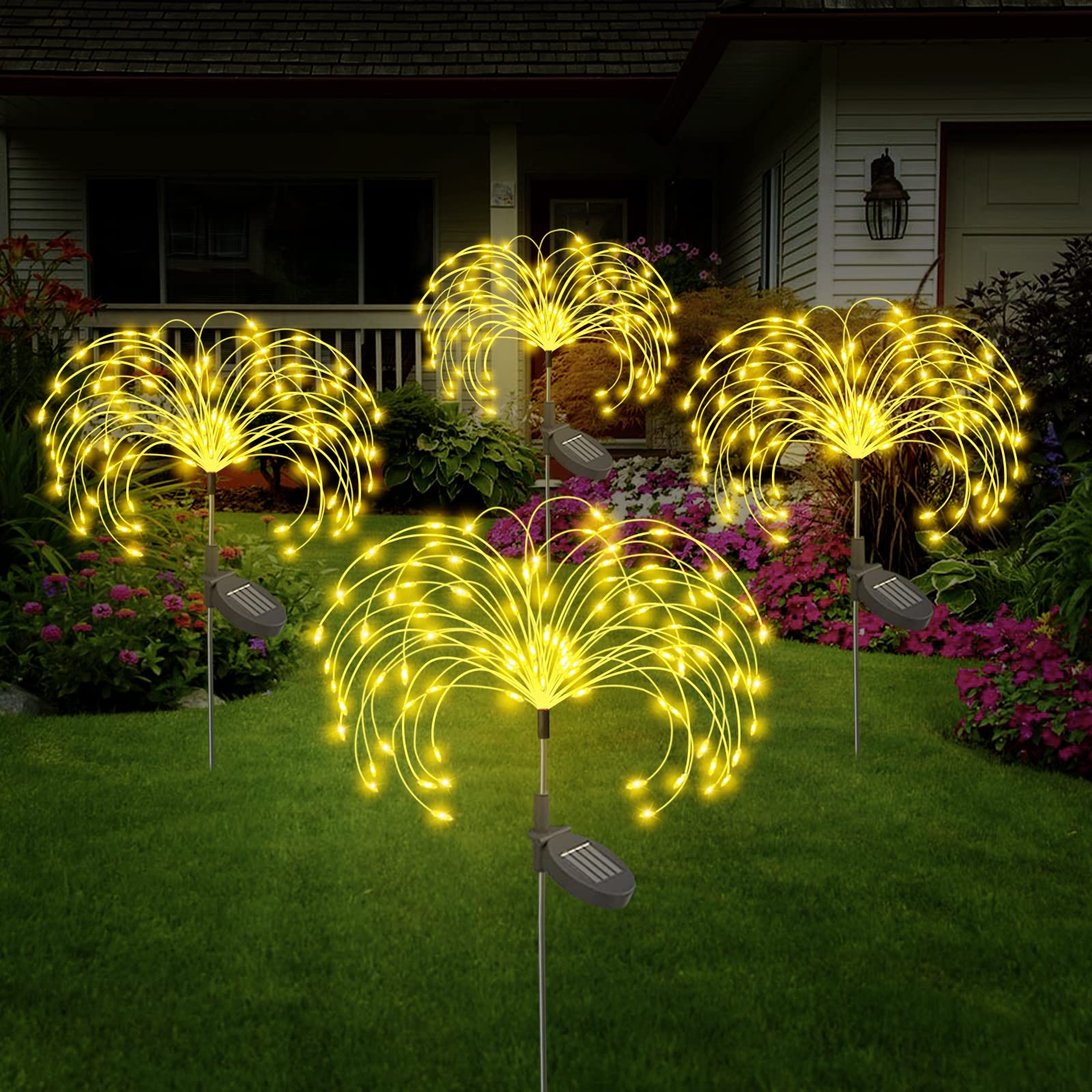 Luces Solares De Suelo Con 12 LED, Luz Solar Impermeable, Luz Solar De Camino De Paisaje Para Jardín, Patio, Cubierta, Césped, Luz Cálida, 4 Piezas | Leroy Merlin