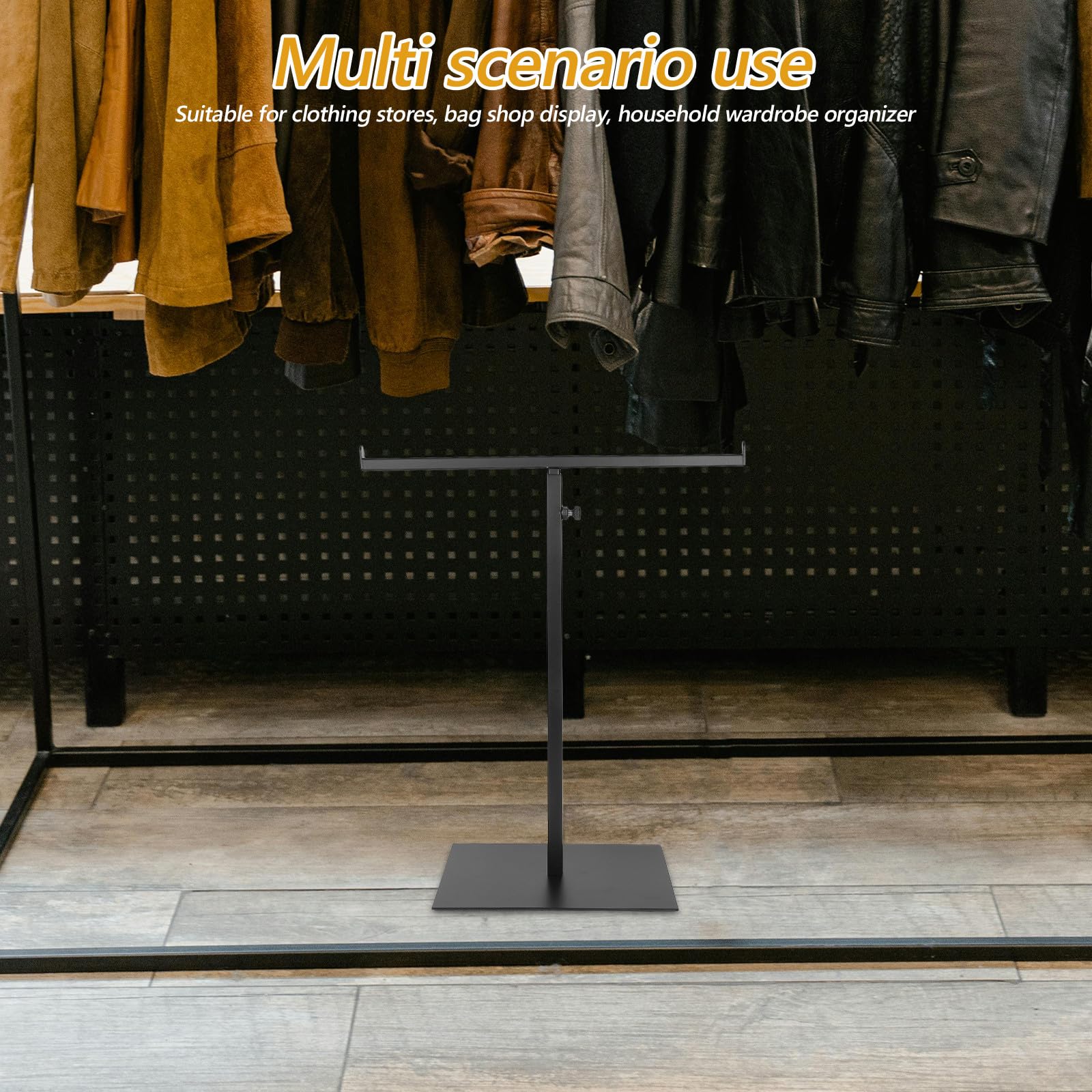 Soporte Expositor T Tipo para Bolsos de Mano Altura Ajustable, Acero Inoxidable Negro Resistente al Óxido y Antideslizante para Baño y Colección