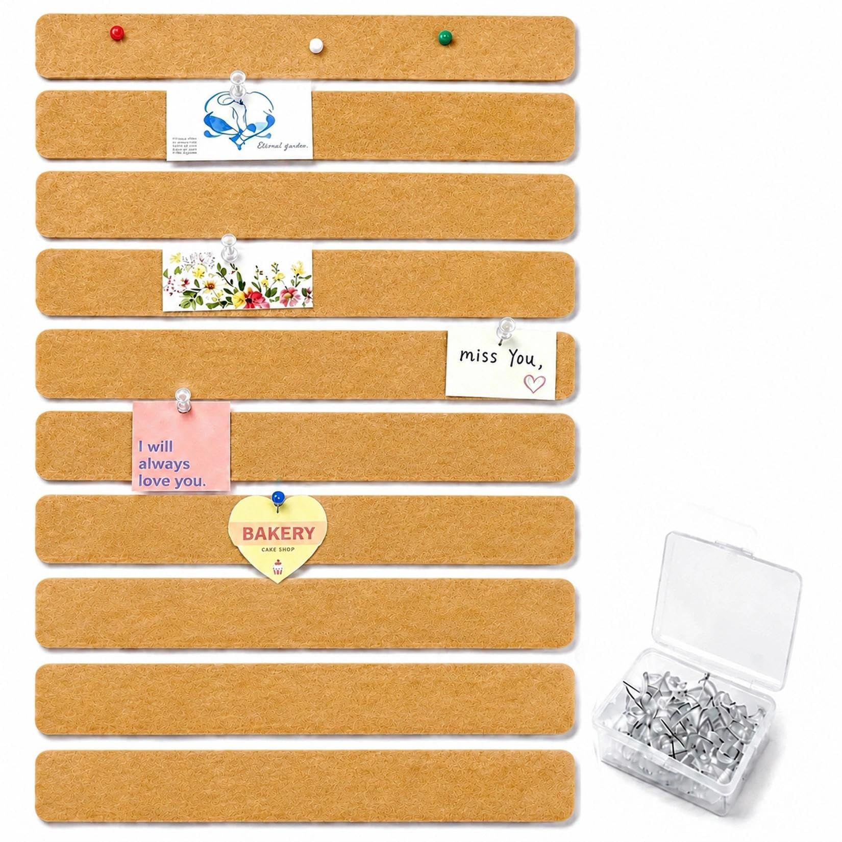 10 Pcs Self-Adhesive Brown Felt Cork Bulletin Pin Boards for Wall