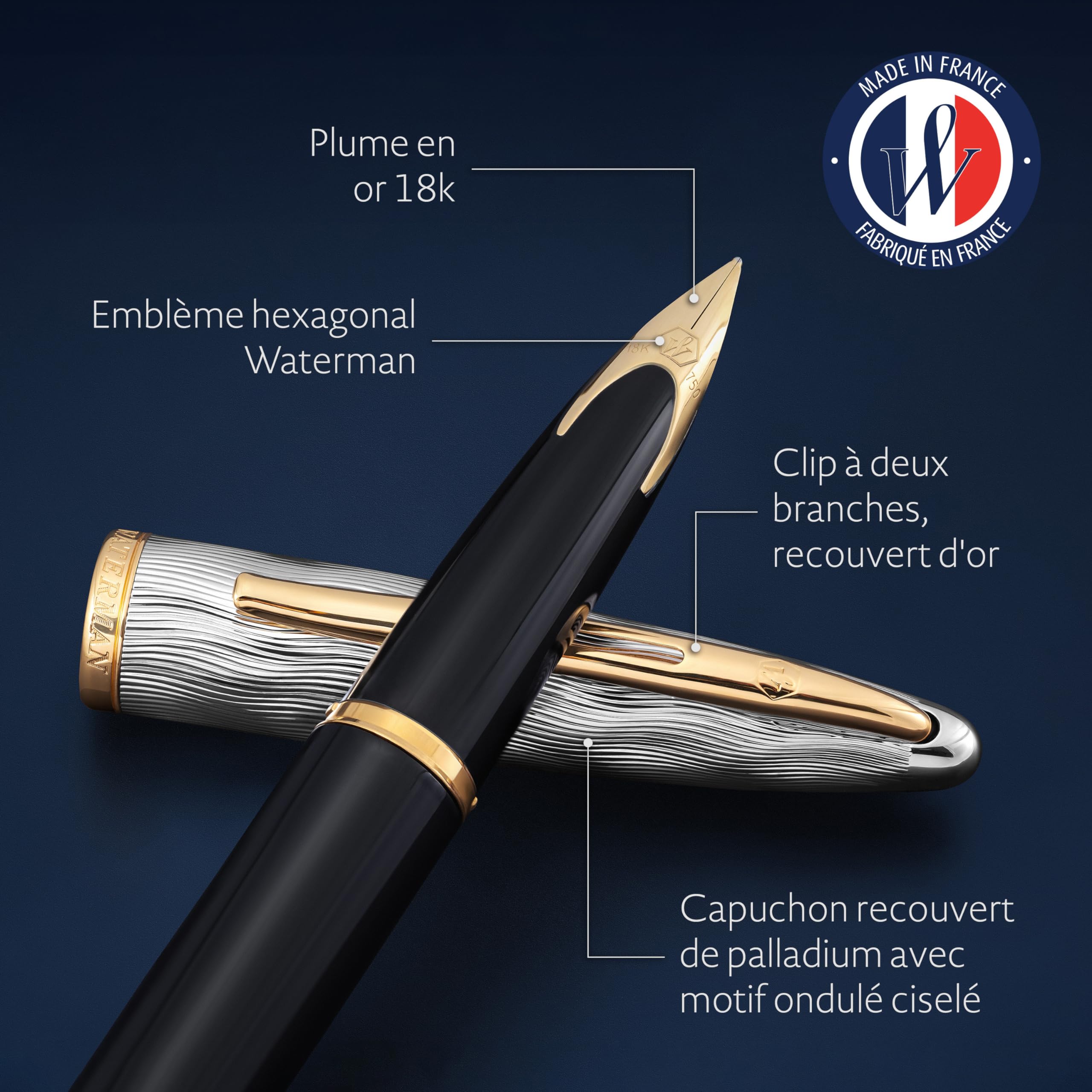 Stylo Plume Waterman Ancien Laque Thuya – Plume Or 18K 750, France