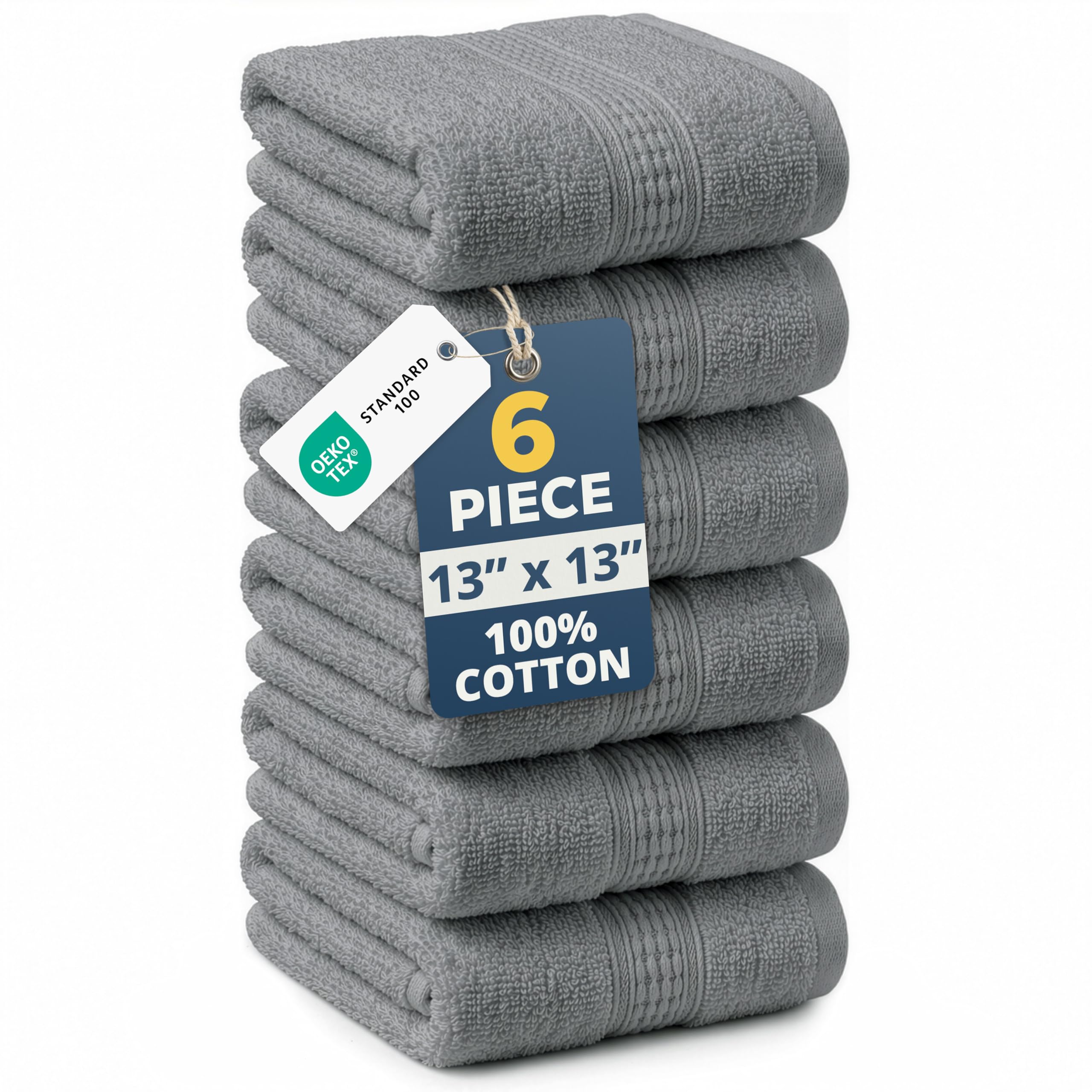LANE LINEN Washcloths Set Grey