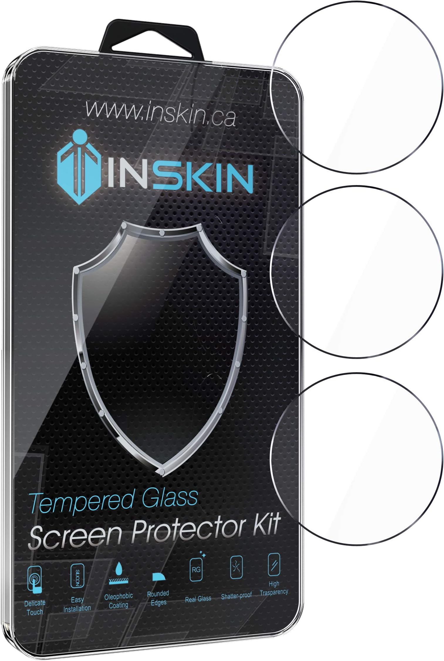 Inskin [3-Pack] Inskin Tempered Glass Screen Protector, fits Samsung Galaxy Watch 46mm [2018]. Case-Friendly Design. Inskin Retail 3-Pack Kit.