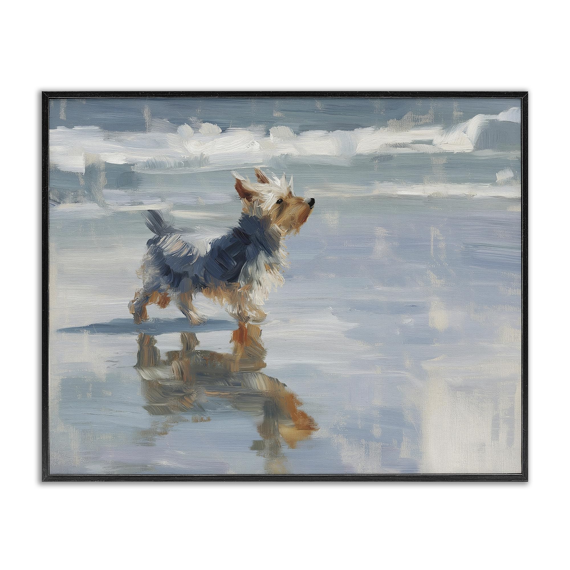 Stupell Industries 'Yorkie's Quiet Moment', Framed Giclee Art, Black, 14 x 11 Inches, Easy to Hang and Sturdy, Made in USA, by Svetlana Aleynikova