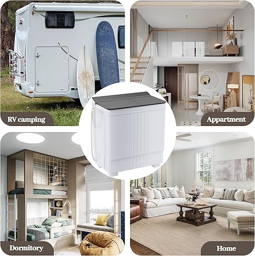 Miniatura 6 de Elevon Lavadora portátil, mini lavadora compacta de 20 libras, lavadora de doble tina de 12 libras y giratorio de 8 libras, lavadora de ropa con