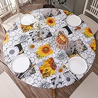 Vista 19 de Mantel redondo de vinilo ajustable con reverso de franela y borde elástico, impermeable, resistente a las manchas y el aceite, de cloruro