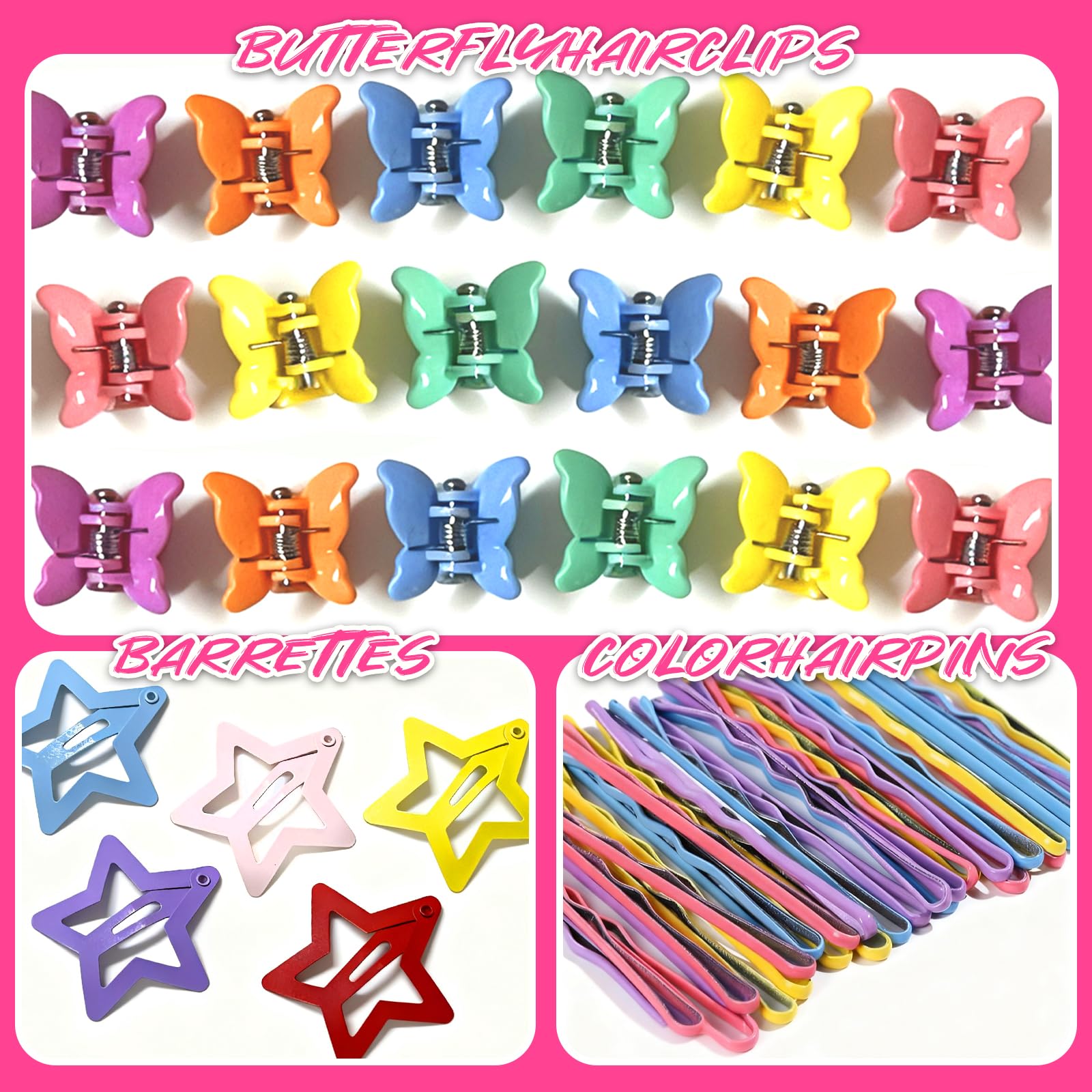 Elastic Hair Bands for Girls Hair Accessories Set including topsy tail hair tool Butterfly Hair Clips hair ties hair elastics Bobby Pins and Storage Box - Image 4