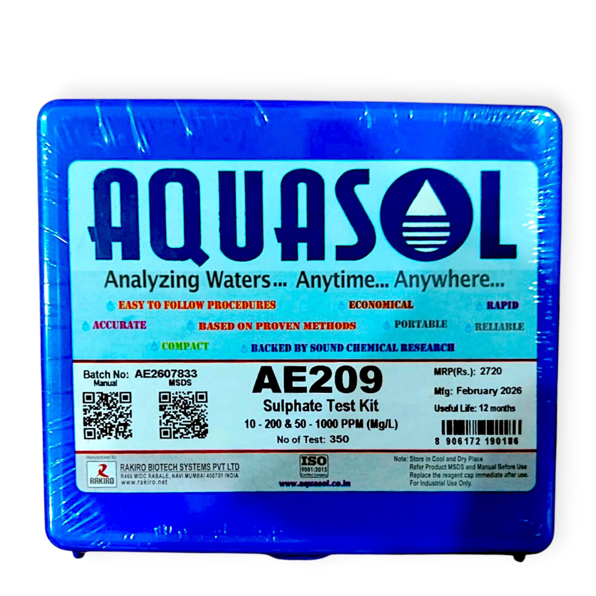 AQUASOL Sulphate Test Kit AE209 (10-200 & 50-1000 PPM) 350 Tests | Accurate Water Sulphate Testing Kit for Drinking Water Industrial Water Boiler & Cooling Systems | Easy Colorimetric Test Kit-image-30