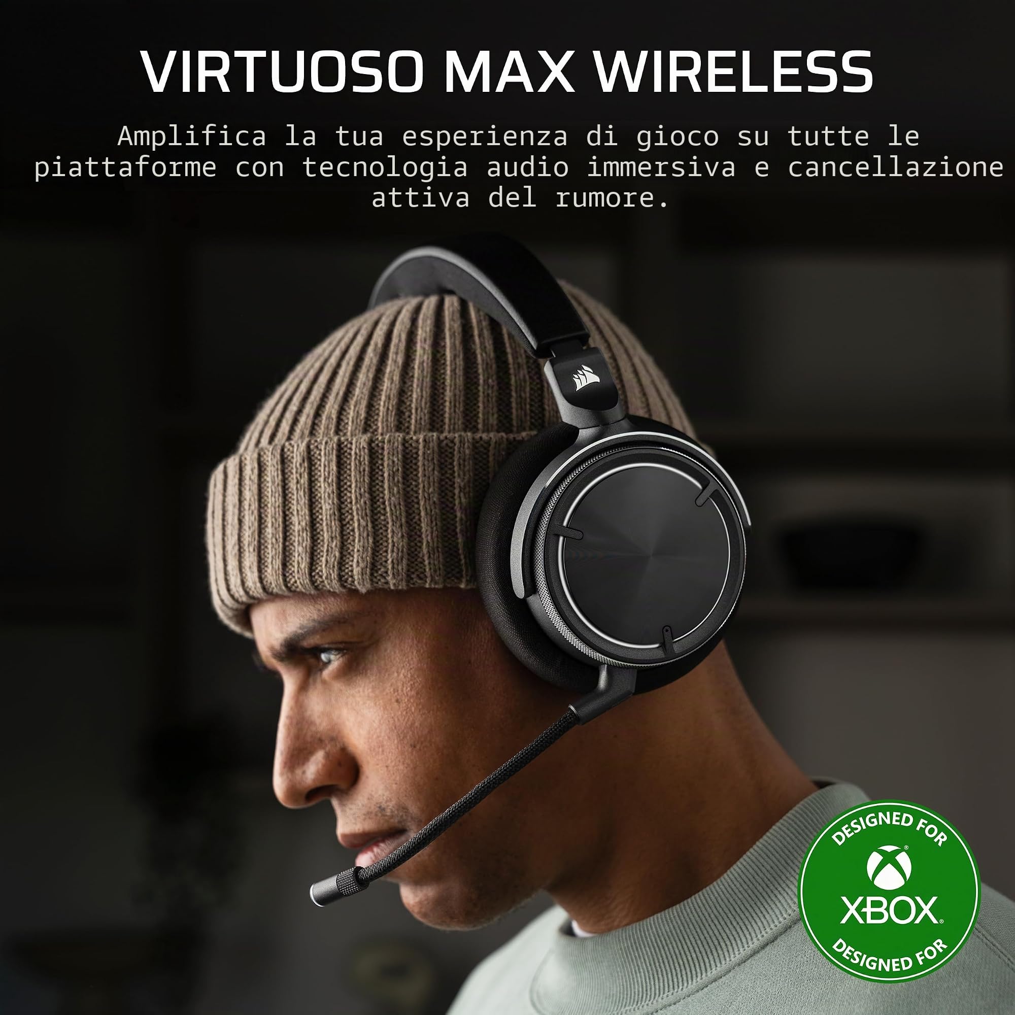 Corsair VIRTUOSO MAX WIRELESS Cuffie da Gioco Bluetooth Carbonio per Xbox