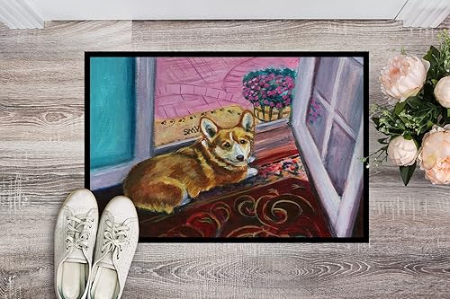 Miniatura 2 de Caroline's Treasures 7410MAT Corgi - Felpudo para puerta delantera, 18 x 27 pulgadas, para interiores y exteriores, para entrada, antideslizante,