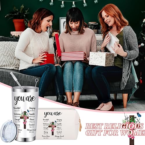 Miniatura 6 de Tioncy Regalos cristianos para el día de la madre, regalos espirituales para mujeres, vaso de acero inoxidable de 20 onzas y bolsa de cosméticos