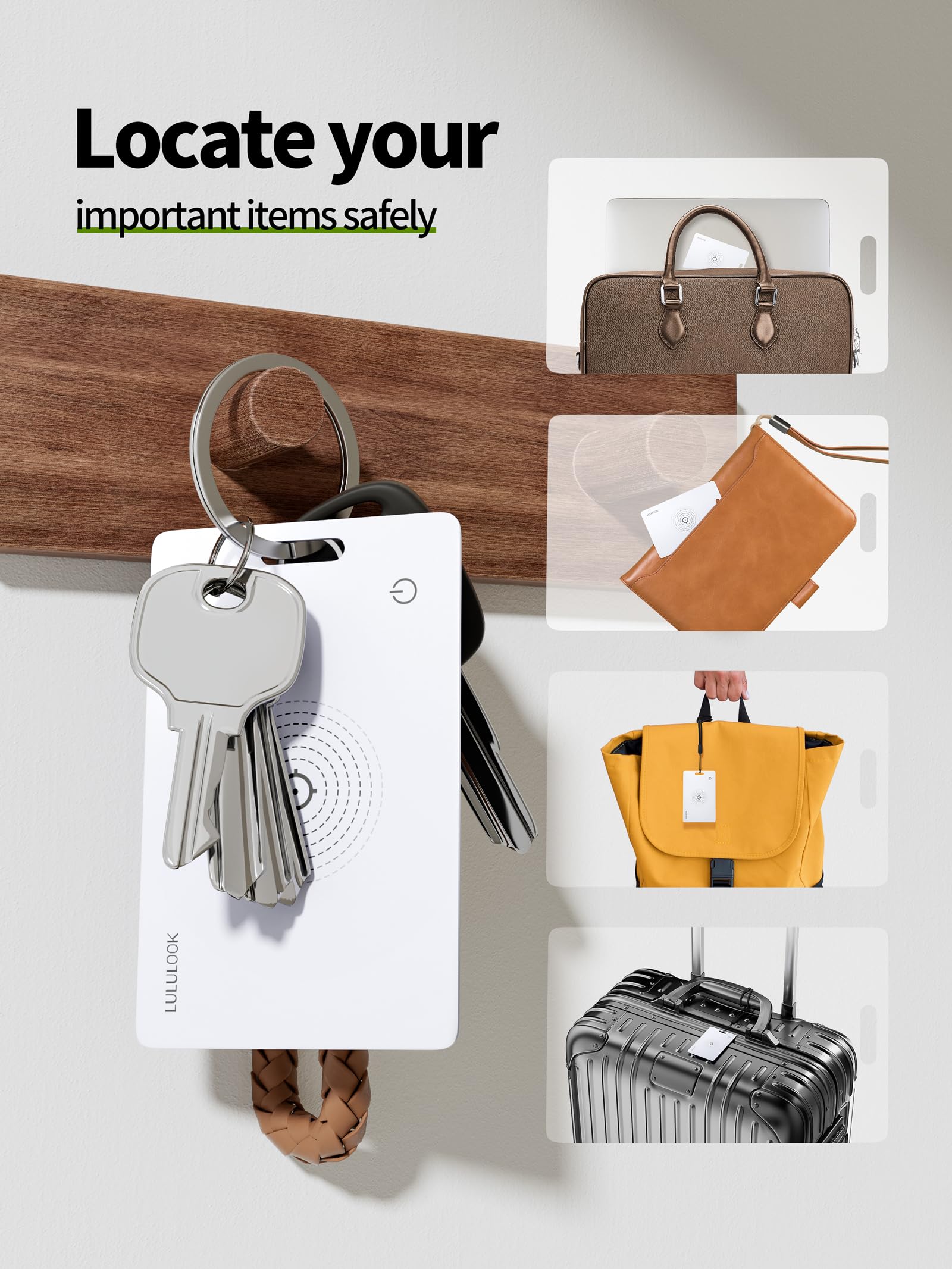 LULULOOK Karta AirTag z możliwością ponownego ładowania, 3 sztuki, cienkie portfele, tracker Smartcard Tracker kompatybilny z Apple Find My (tylko z systemem iOS) karta Bluetooth do portfela