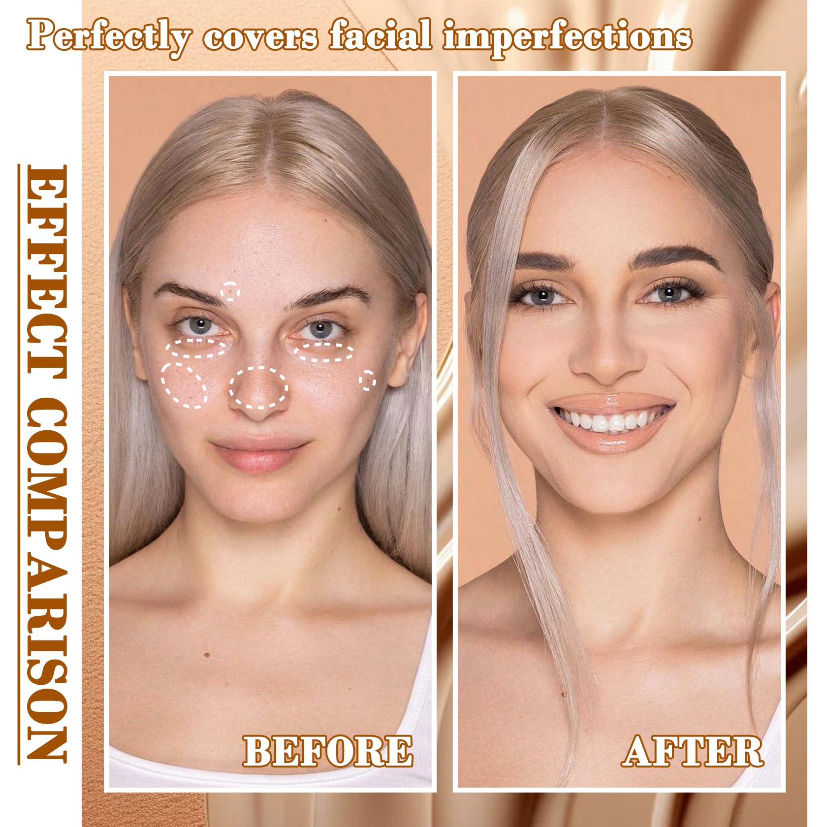 Concealer-Palette, 6 Farben, wasserfest, langlebig, vollständige Abdeckung, Grundierung, Highlighter und Contouring, Make-up-Set mit Pinsel (N° 02)