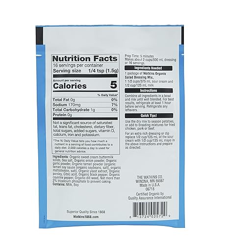 Miniatura 7 de Watkins Mezcla de aderezo italiano orgánico para ensaladas, paquetes de 0.85 onzas, paquete de 12