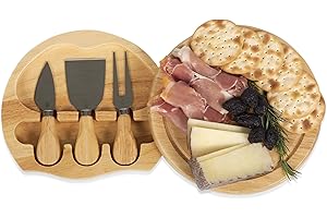 PICNIC TIME Circo Brie Cheese Knife, Charcuterie, Wood Cutting Board, 7.5" Diameter...