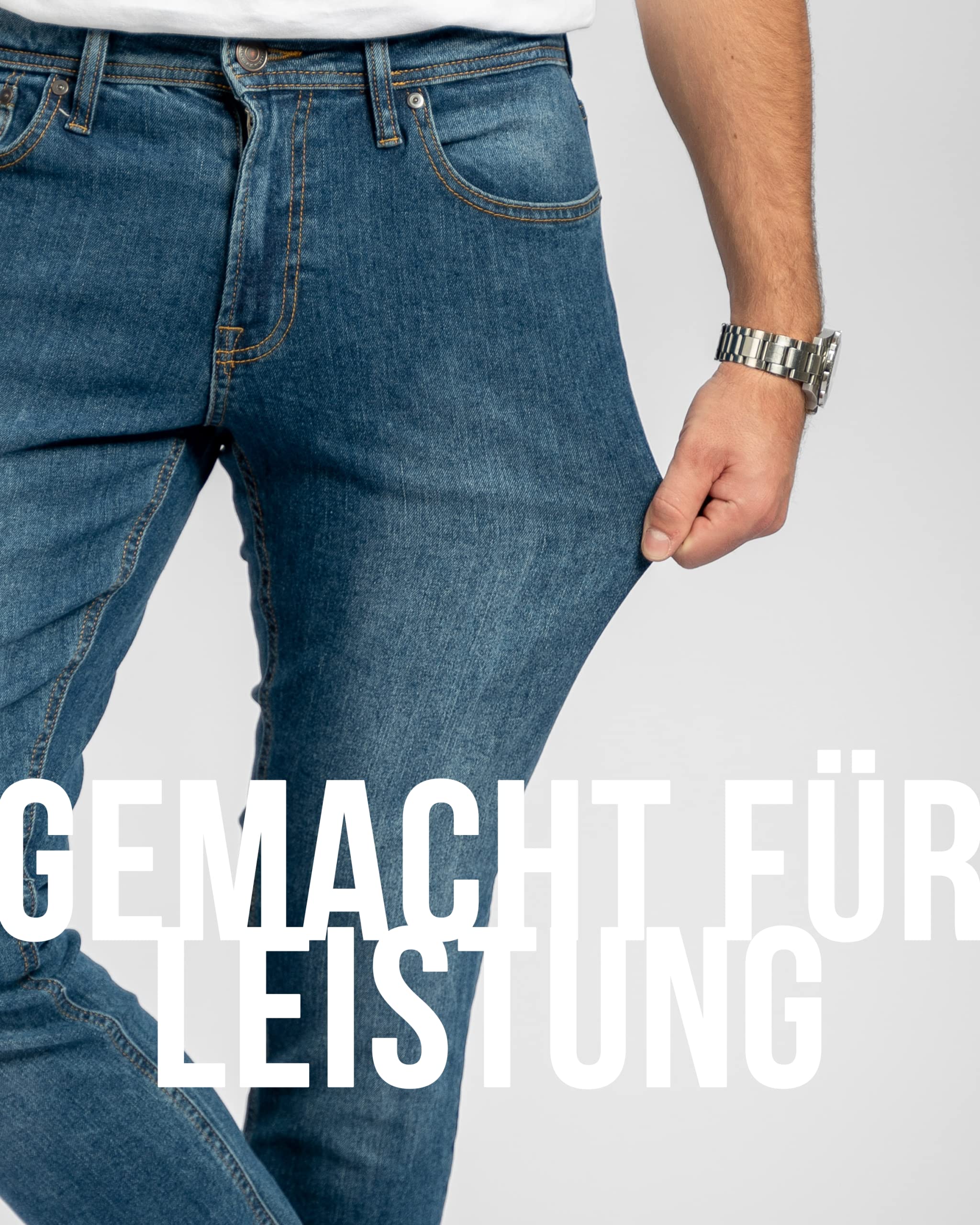 Performance Jeans für Herren in Slim Fit mit Stretch in Medium Blau oder Schwarz - Sehr Komfortable und Bequeme Slim Fit Stretch Jeans für Männer - Herren Jeans für Arbeit & Freizeit