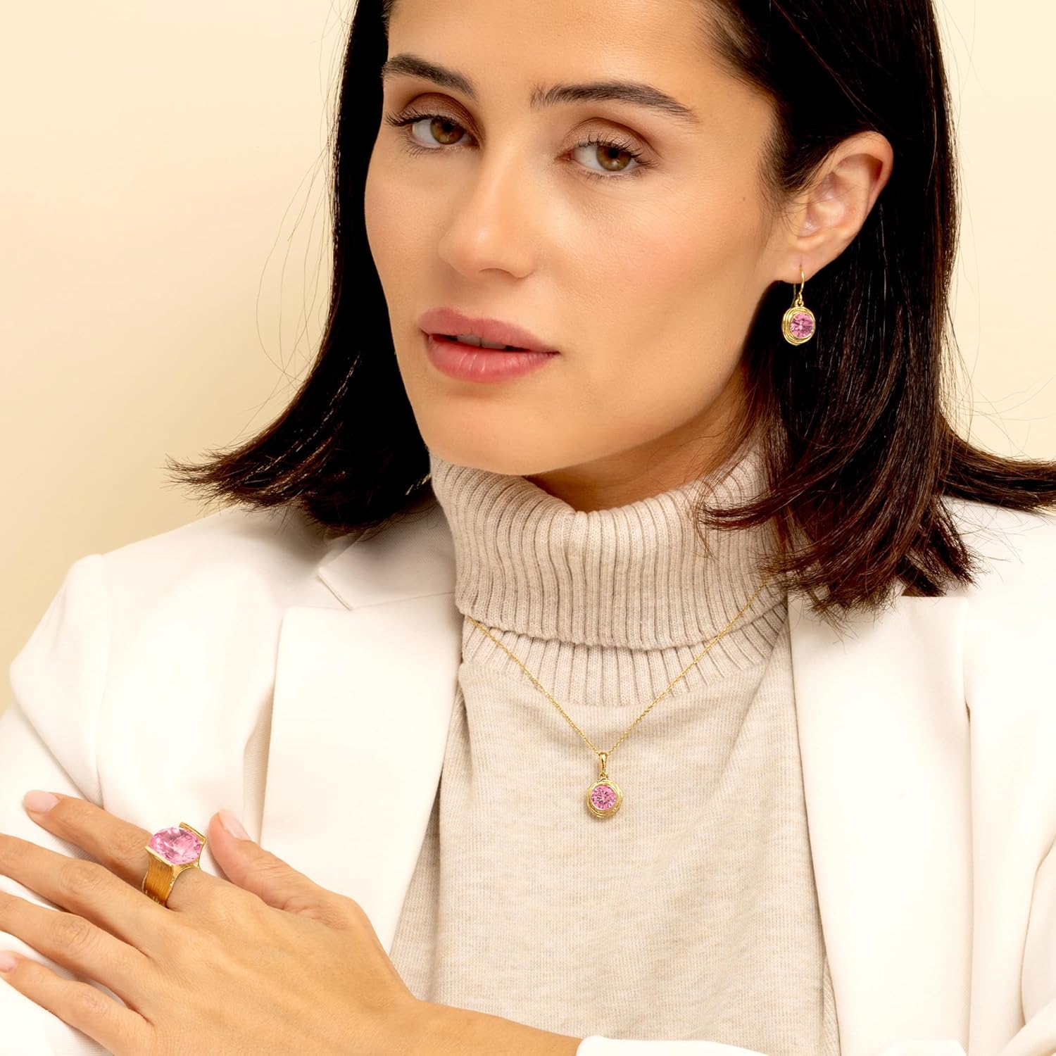 JEAN RACHEL JEWELRY 14K Gold Plated Sterling Silver Necklace for Women - Cubic Zirconia Bezel Set Vintage Design - Hypoallergenic, Lead & Nickel Free - Handcrafted Statement Necklace - Image 4