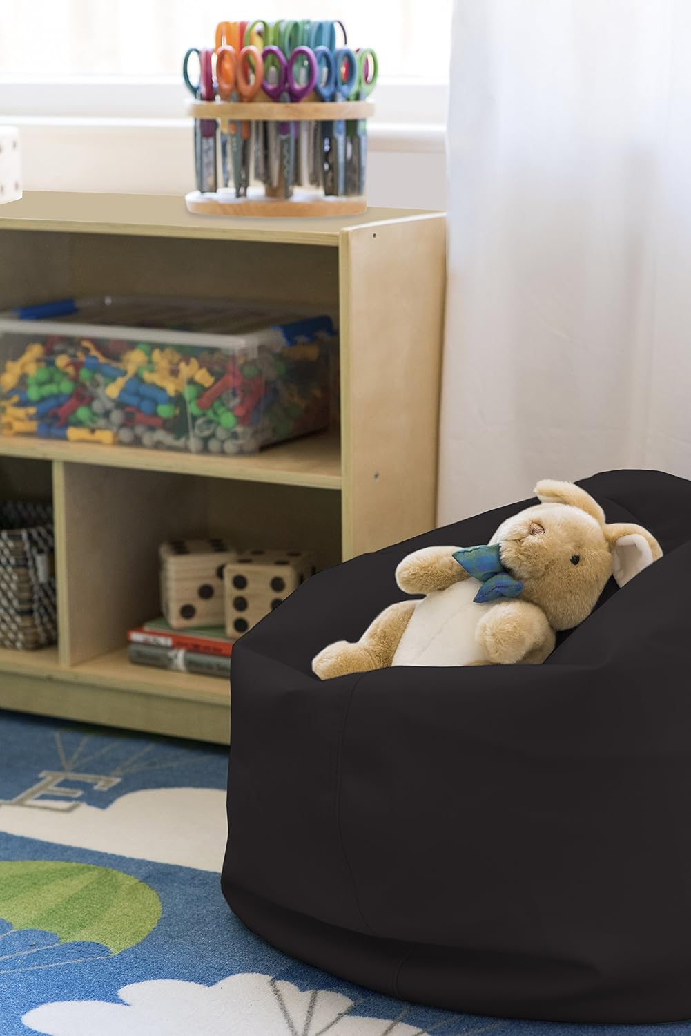 ECR4Kids Junior Classic Bean Bag Chair, Black (26")