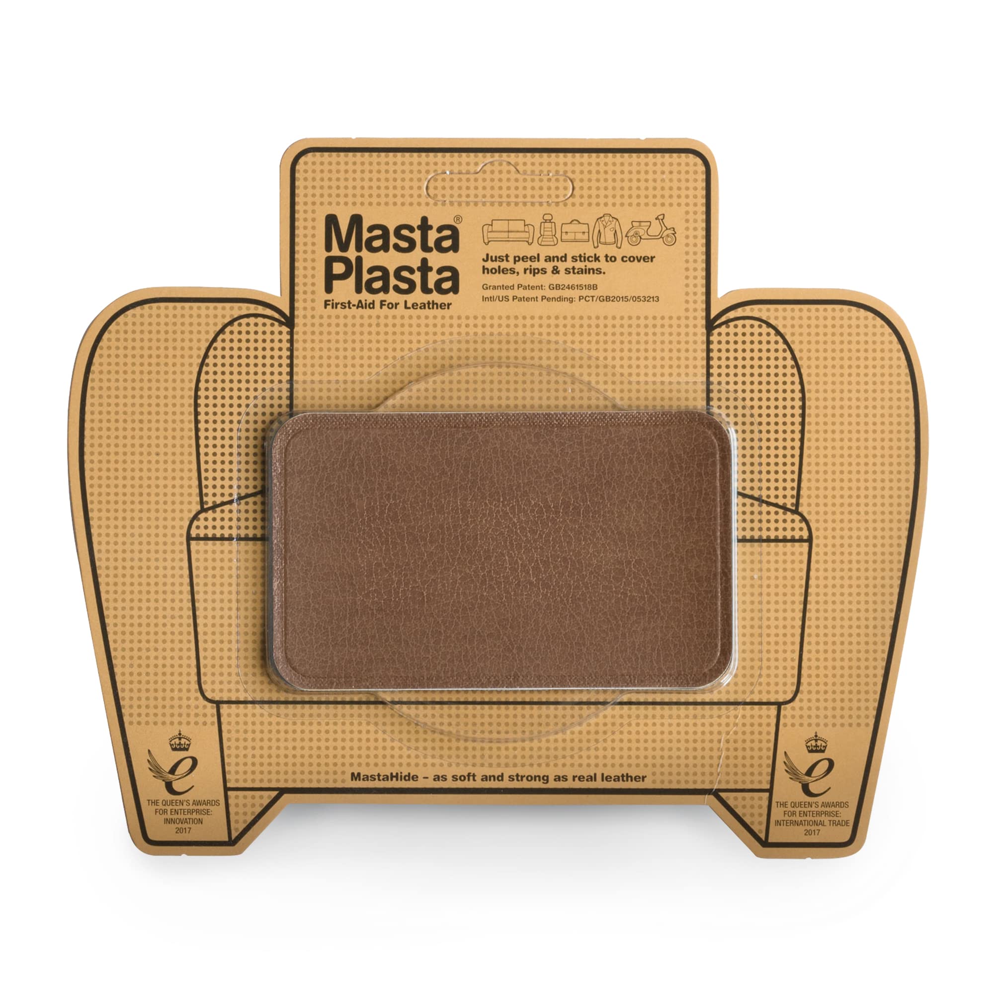 Mastaplasta D Tan Leather Premium Easy All-In-One Leather Repair Kit. Leather Patches For Sofas Self Adhesive - Tan 10Cm X 6Cm (4In X 2.4In). Upholstery Leather Repair Patch For Car Seats, Chairs, Diy, Craft