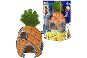 Penn-Plax Spongebob Squarepants Aqua-Flora Living Aquarium Decoration with Embedded Glosso Seeds – Spongebob’s Pineapple House