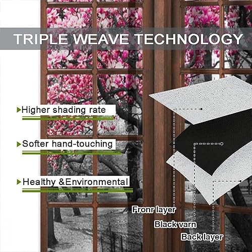 Miniatura 7 de Cortinas opacas de paisaje de bosque de cerezo, tratamiento de ventanas con patrón de cerezo en blanco y negro, rojo, diseño de bosque, cortinas de