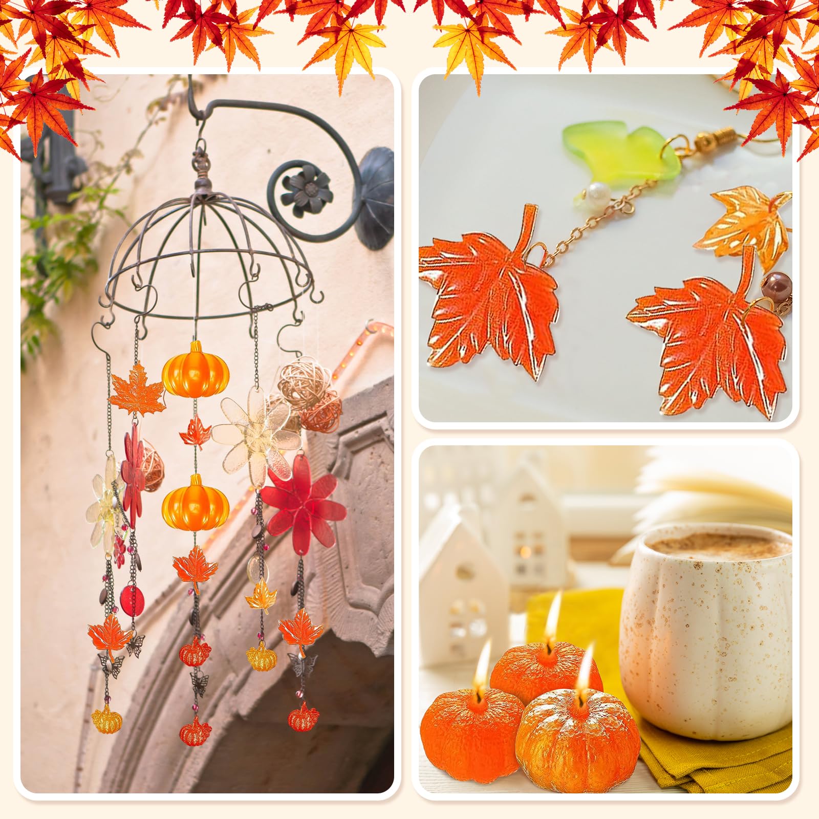 7-teiliges Herbst-Silikonform-Set – 3D Kürbis, Ahornblatt & Halloween-Motive Für Harz, Kerzen & Seife