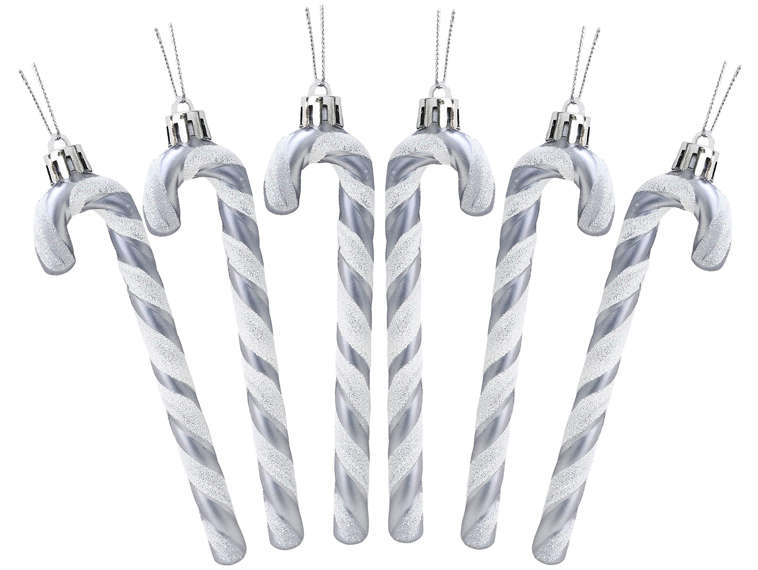 Christmas Concepts Graphite Christmas Concepts® Pack Of 6-130Mm (5.2") Glitter Candy Cane Christmas Tree Decorations (Graphite)
