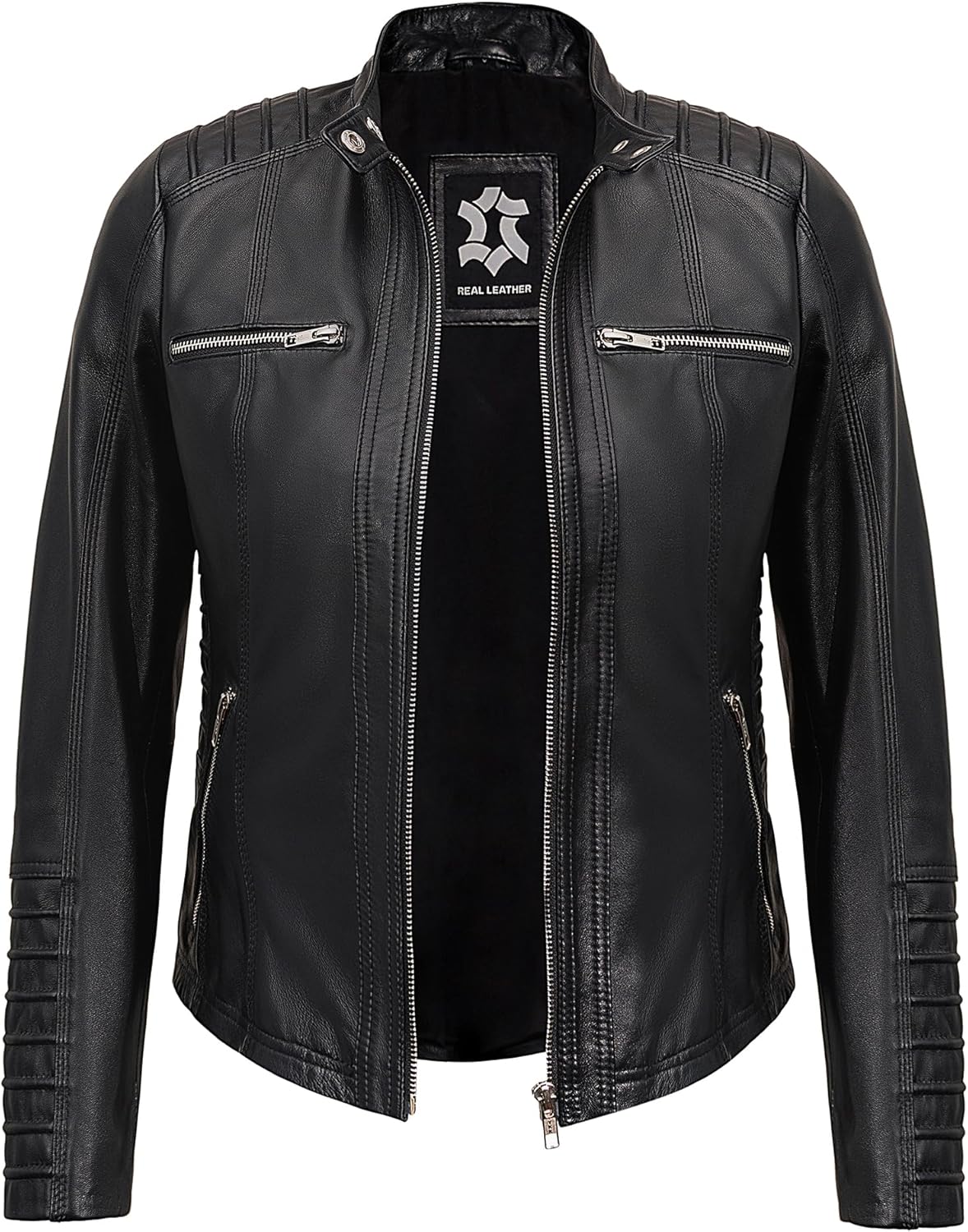 Hooded Leather Jackets For Women - Real Lambskin Womens Leather Jacket With Removable Hood - Image 4