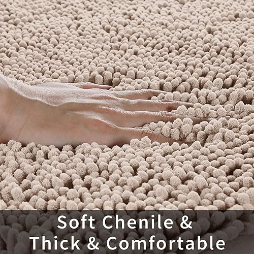 Miniatura 4 de Yimobra Tapete de baño de lujo lanudo en forma de U para baño, 24.4 x 24.4 pulgadas, suave y cómodo, máxima absorción, secado rápido,