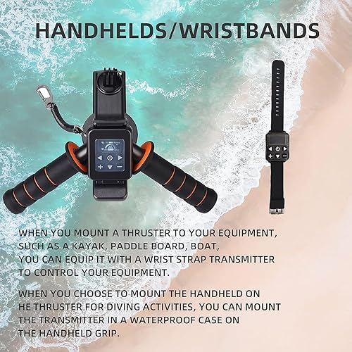 Miniatura 5 de Patinete eléctrico submarino de 500 W, scooter de buceo libre de 16.4 pies, motor sin escobillas, batería extraíble de 60 minutos, scooter de agua