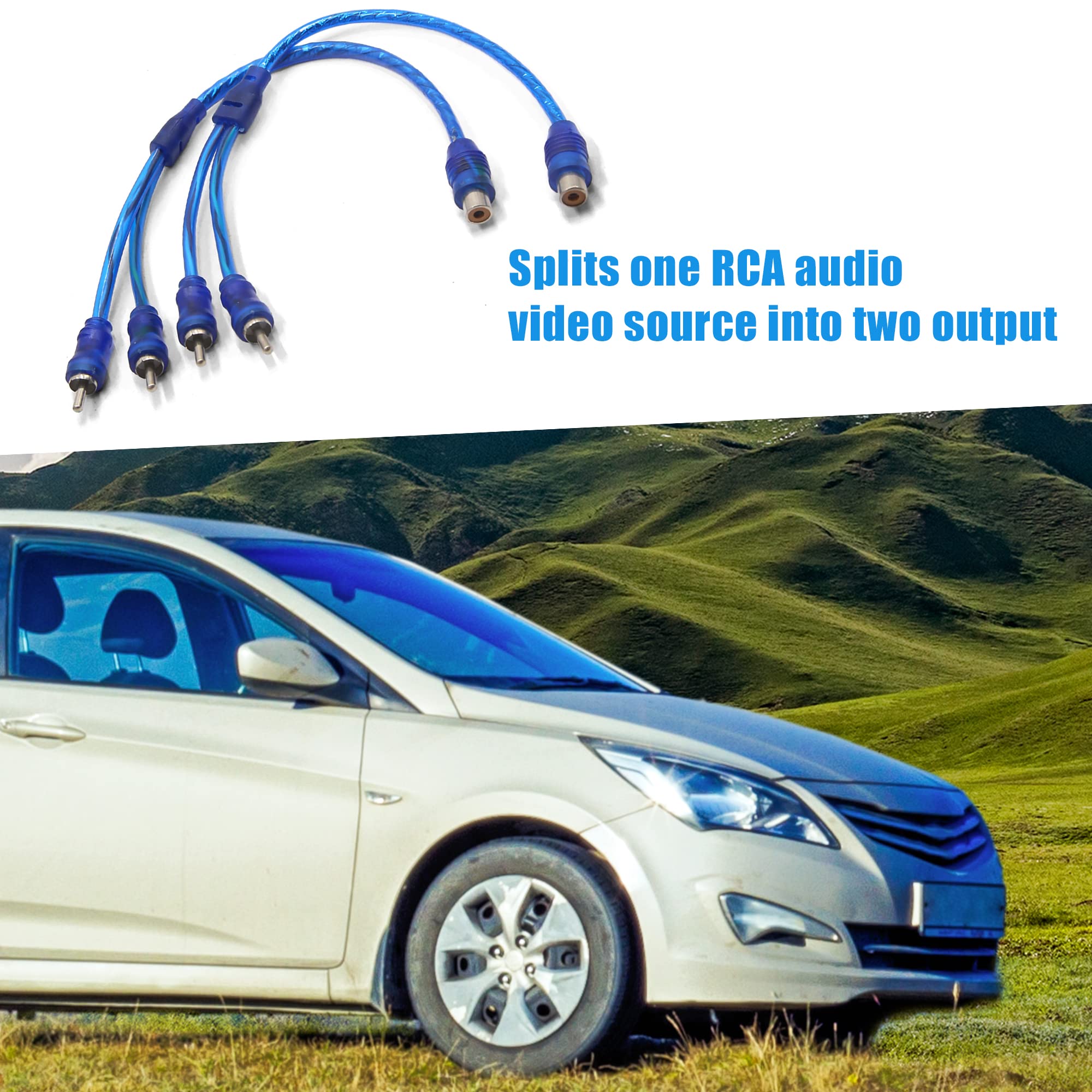 Adattatore RCA Maschio A 2 Femmine Per Auto – Splitter Cavo Audio, Lunghezza 28 Cm, Set Da 2