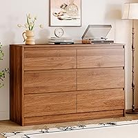 Vista 1 de Chrangmay Cómoda de 6 cajones, cómoda de mediados de siglo de 47 pulgadas de ancho, cómoda de madera con 6 cajones de almacenamiento