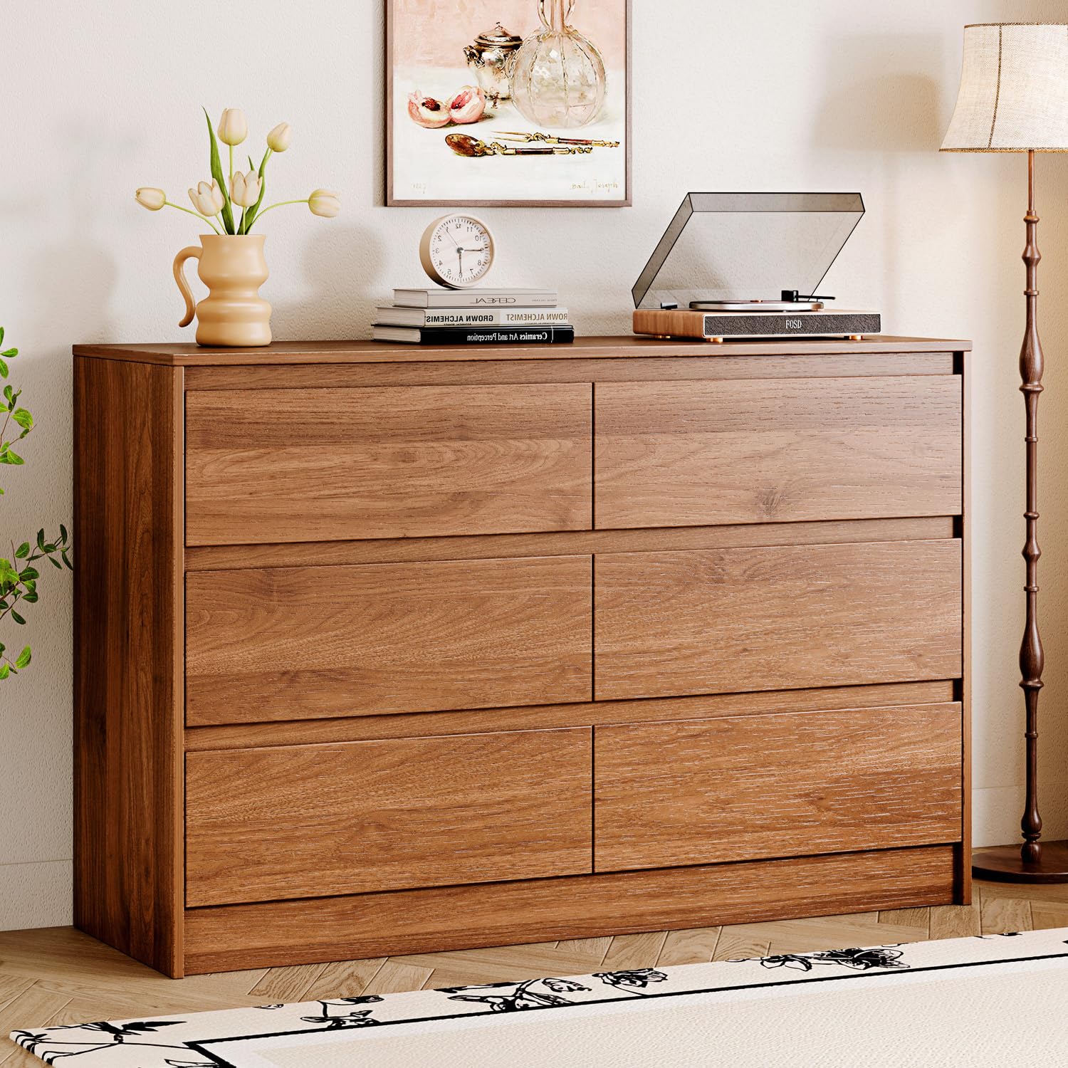 Chrangmay 6-Drawer Dresser with Dimensions