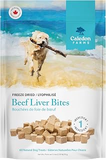 Caledon Farms Freeze-Dried Beef Liver Bites Dog Treats - 100% Pure Single Ingredient, 5.3oz Nutrient-Rich Rewards
