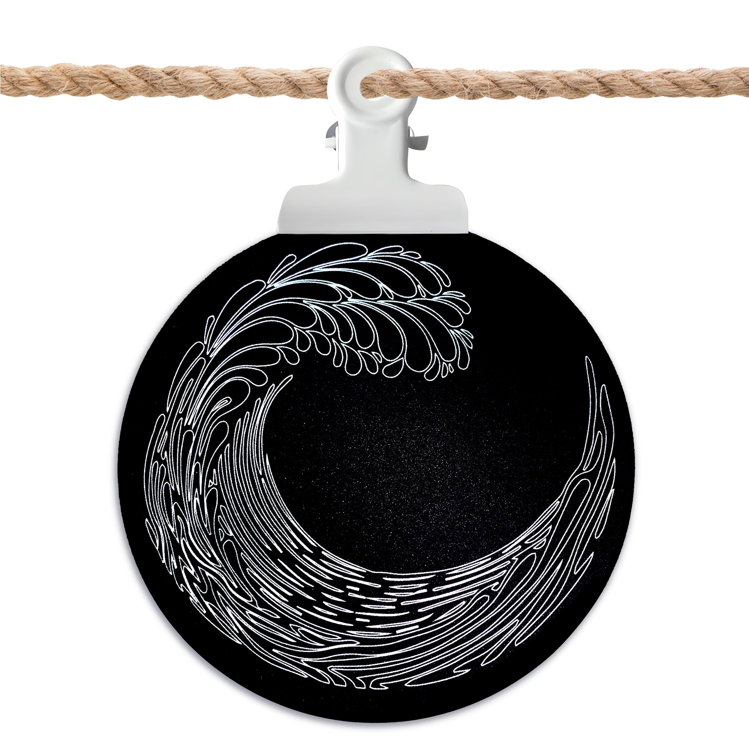 Round Mouse Pad, Black Mouse Mat Design, Washable Mousepad Cloth, Non-Slip Rubber Base Computer Mouse Pads for Wireless Mouse, 8.7×8.7×0.12 inch, 1