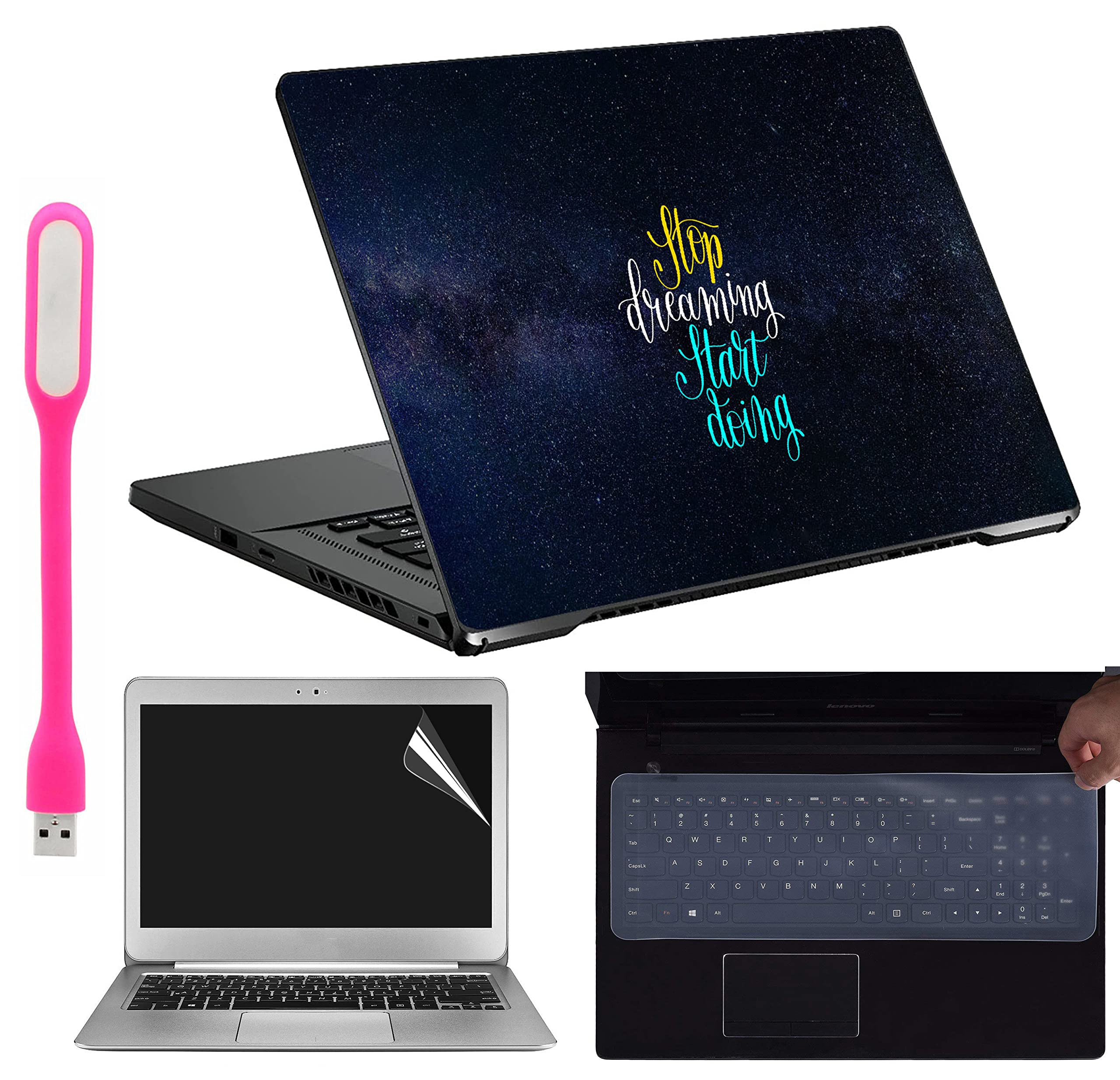 Ramiya 4 in 1 Combo Kit for 15.6-inch Laptops Decal | Screen Guard | Silicone Keyboard Protector | and USB LED Light All Models (Upto) Size : 15.6"x 10.1" XZ141 (B09R2DRN4V) Amazon Price History, Amazon Price Tracker