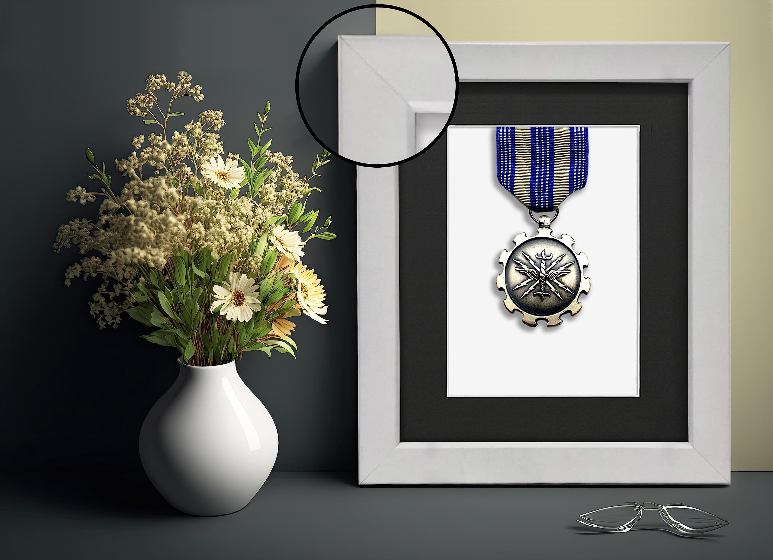 Framorey Framing Serene Life Memories White With Black Mount Framorey Stylish Back Mount Display Elevate Artwork White 28X20'' Photo Print Frame With 24X16'' Black Mount Shadow Box Frame - Showcase Artwork & Objects With Multicolored Mounts