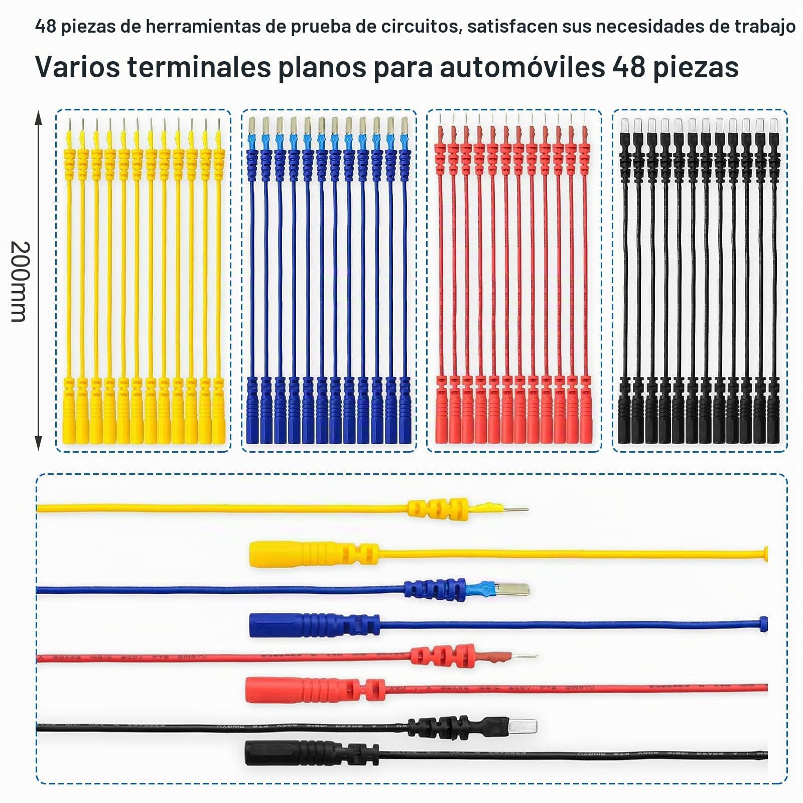 Kit de Cables de Prueba de Multímetro Eléctrico 92 | Kit de Cables de Prueba de Circuito, Automotriz Multifunción con 72 Terminales, Pinzas de Cocodrilo y Sondas de Prueba