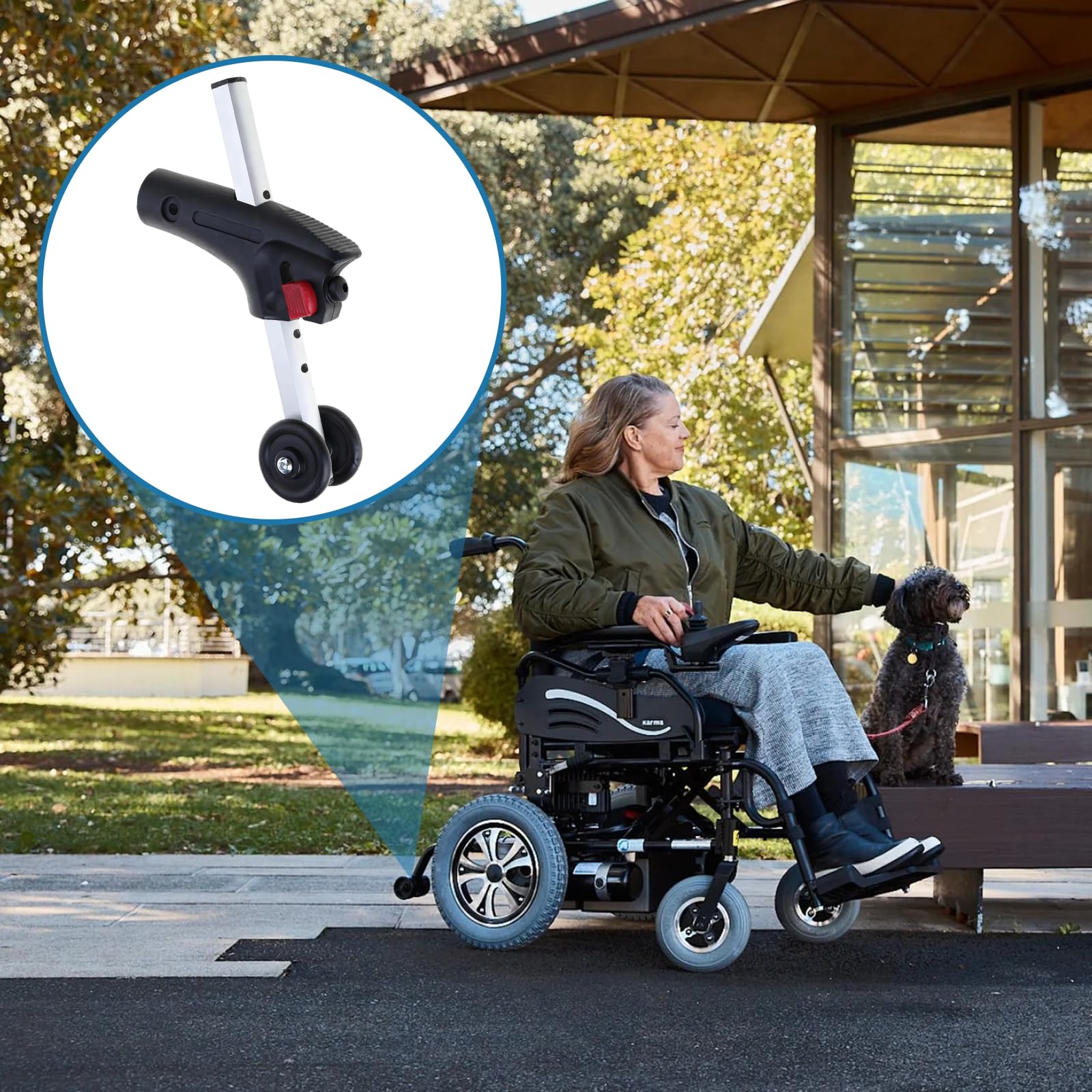 Elektrischer Rollstuhl, Kippschutz mit Rädern für 2,5 cm Schläuche, Montage-Ersatzzubehör, 2 Stück