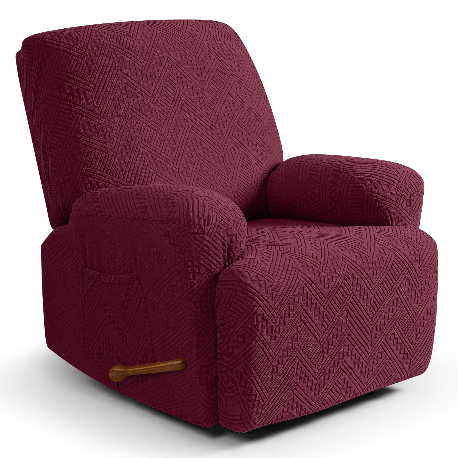 Ruaozz Recliner Chair Covers, Soft Stretch Recliner Slipcover, Wine