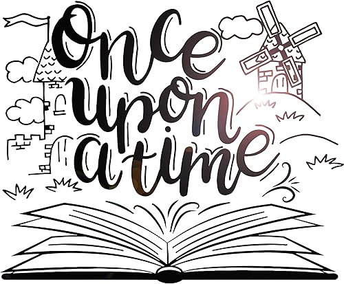 Vinilo adhesivo de pared Once Upon A Time Tale Book Library Nursery Kids Room Pegatinas Mural Decoración grande (g1507) negro